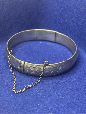 Vintage Sterling Silver Engraved Bangle Bracelet Forstner